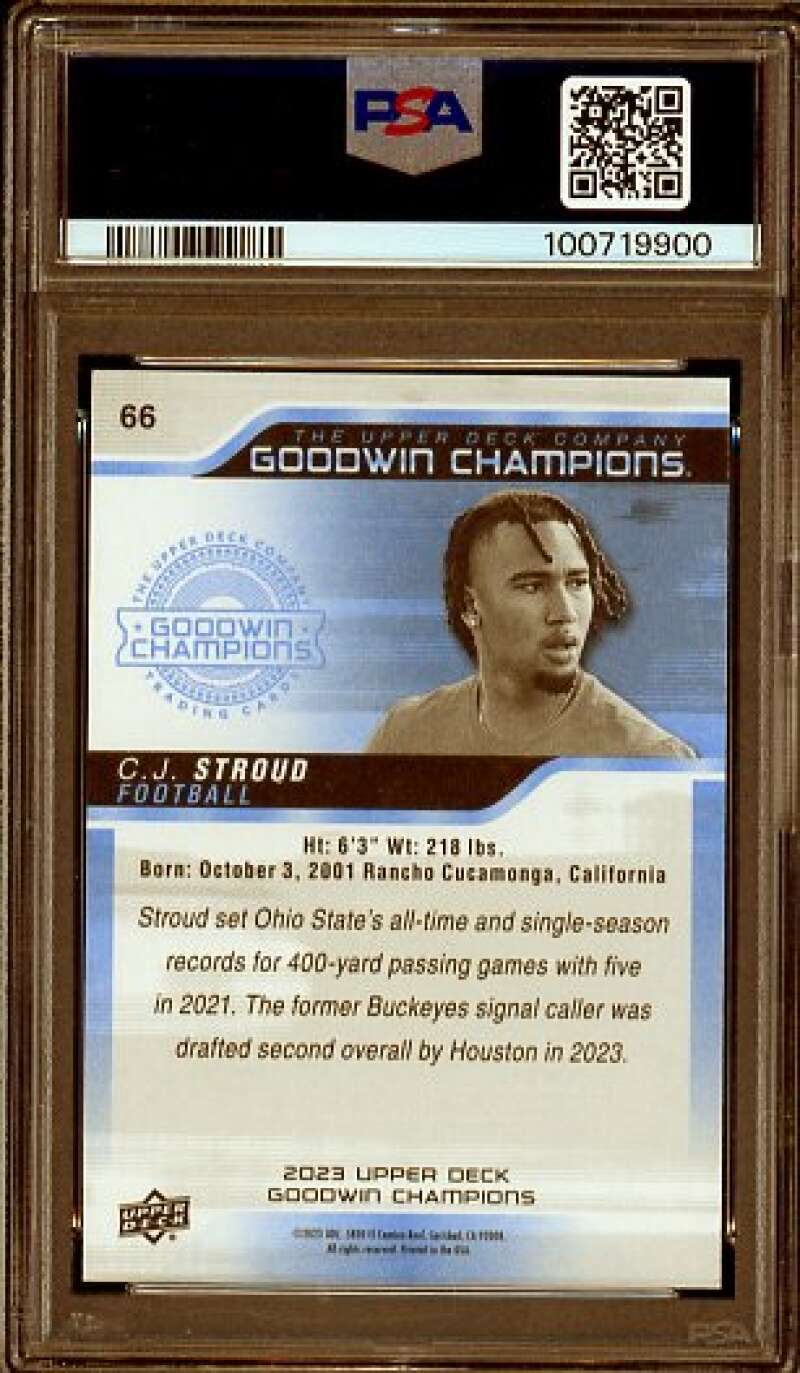 C.J. Stroud Rookie Card 2023 Goodwin Champions #66 PSA 10 Image 2