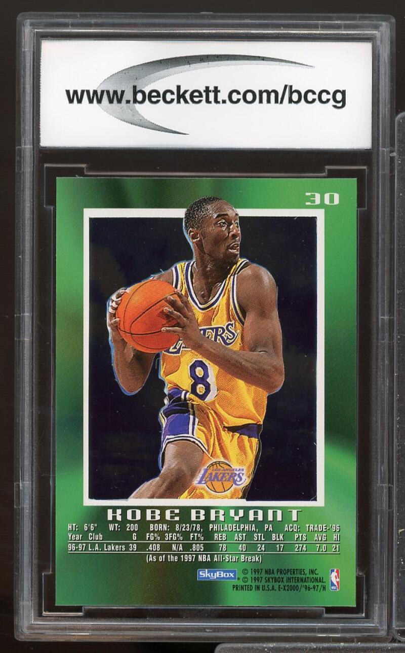 1996-97 E-X2000 #30 Kobe Bryant Rookie Card BGS BCCG 10 Mint+ Image 2