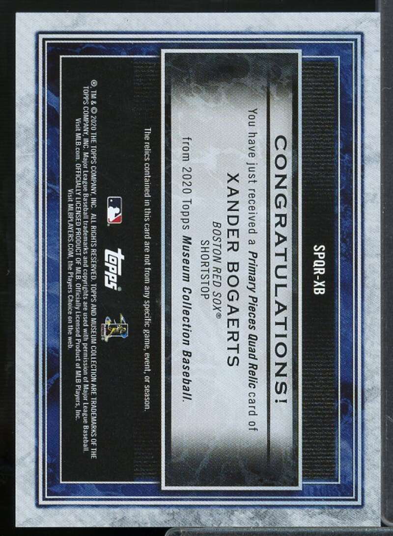 Xander Bogaerts 2020 Topps Museum Collection Primary Pieces Quad Relics #SPQRXB  Image 2