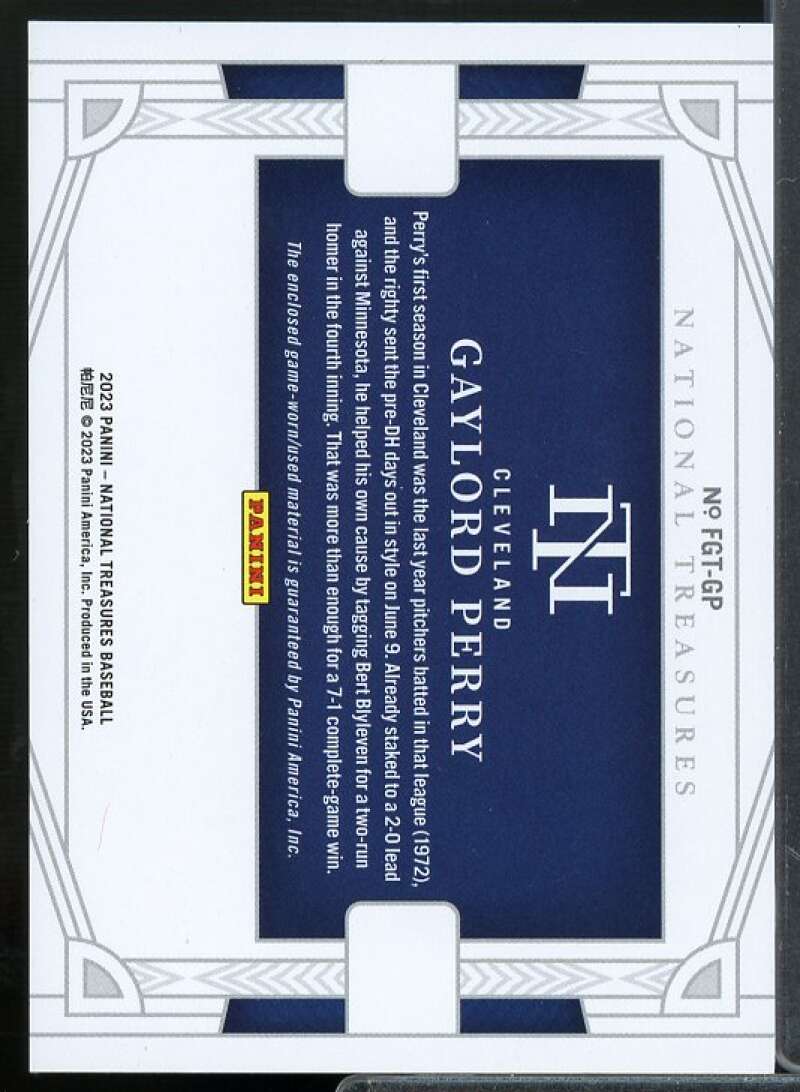 Gaylord Perry 2023 National Treasures Field Gear Triple Patches Holo Gold #5  Image 2