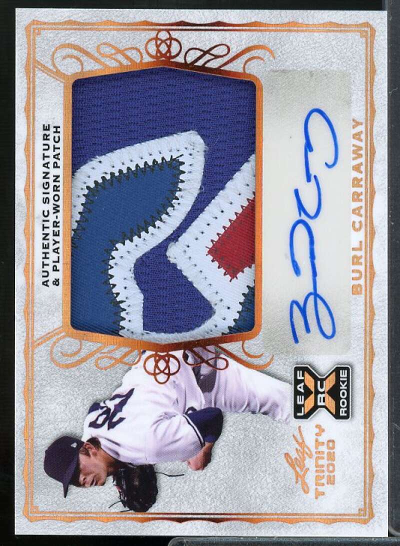 Burl Carraway Rookie Card 2020 Leaf Trinity Patch Autographs #PABC1  Image 1