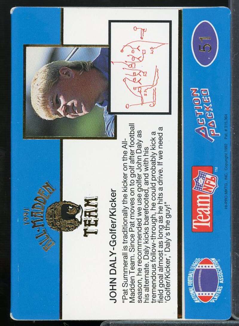 John Daly Rookie Card 1991 Action Packed All-Madden #51  Image 2