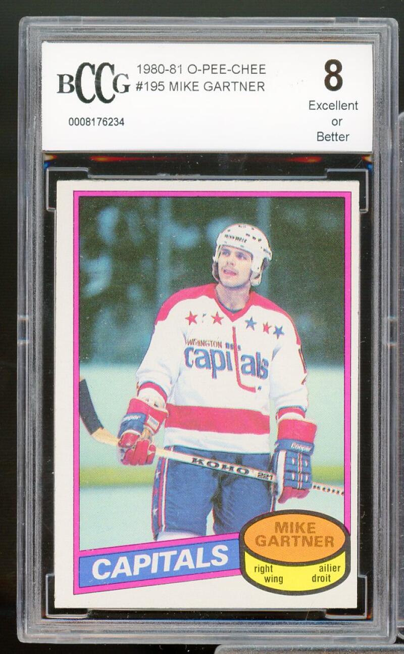 1980-81 O-Pee-Chee #195 Mike Gartner Rookie Card BGS BCCG 8 Excellent+ Image 1