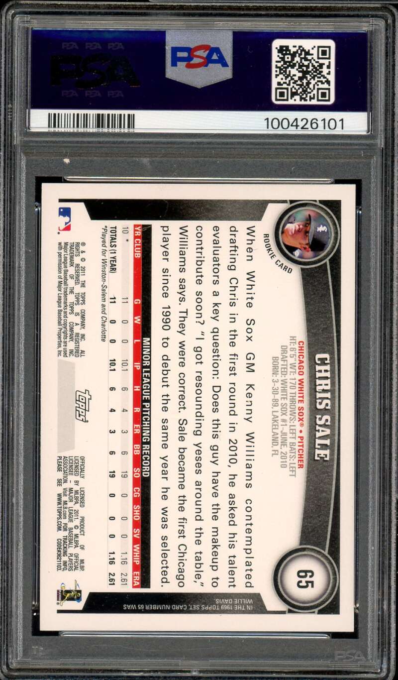 Chris Sale Rookie Card 2011 Topps Diamond Anniversary #65 PSA 10 Image 2