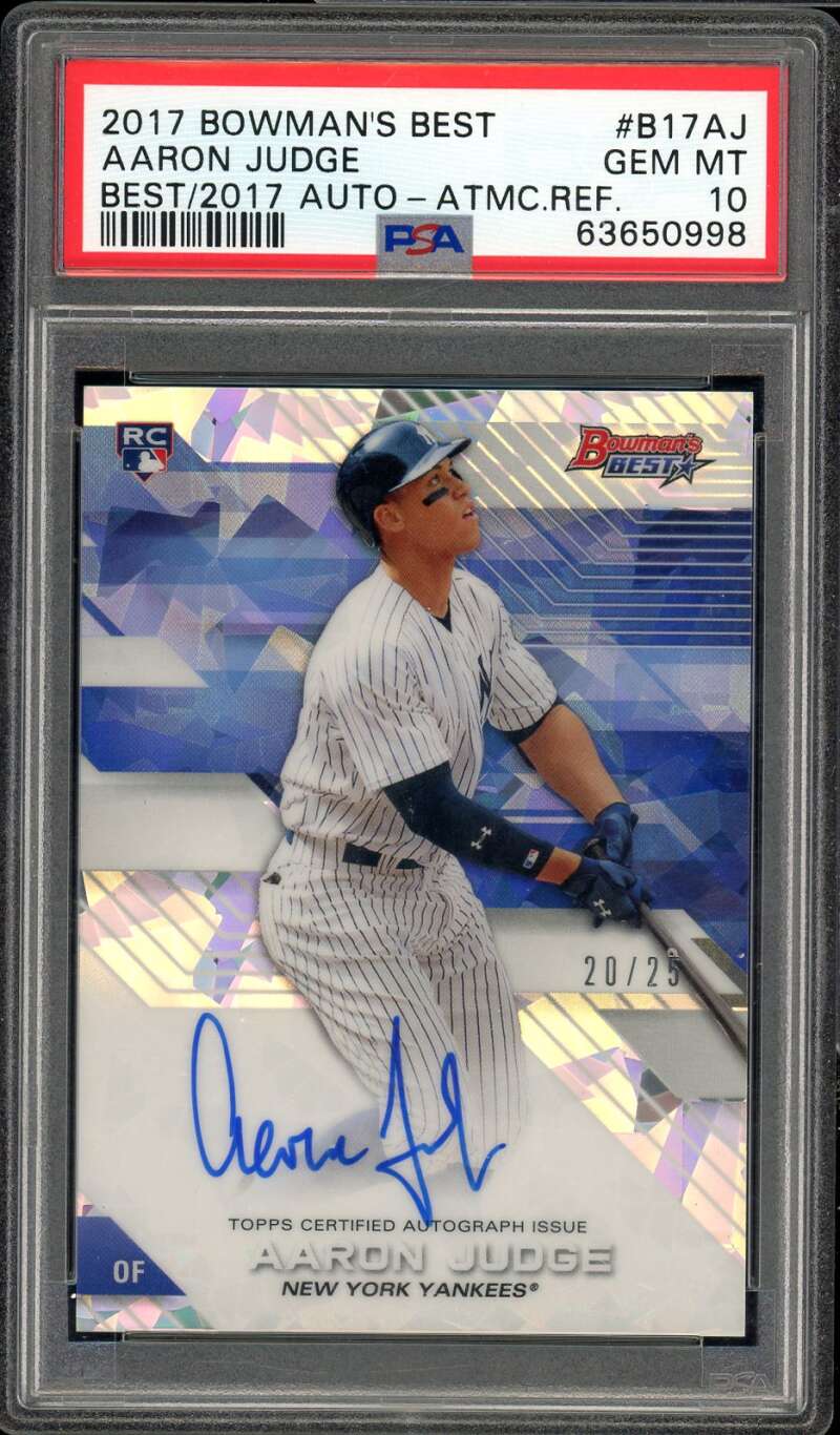 Aaron Judge Rookie 2017 Bowman's Best Auto Atomic Refractor (20/25) #17AJ PSA 10 Image 1