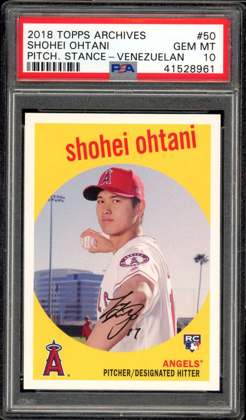 Shohei Ohtani Rookie Card 2018 Topps Archives Venezuelan #50 (pop 12) PSA 10 Image 1