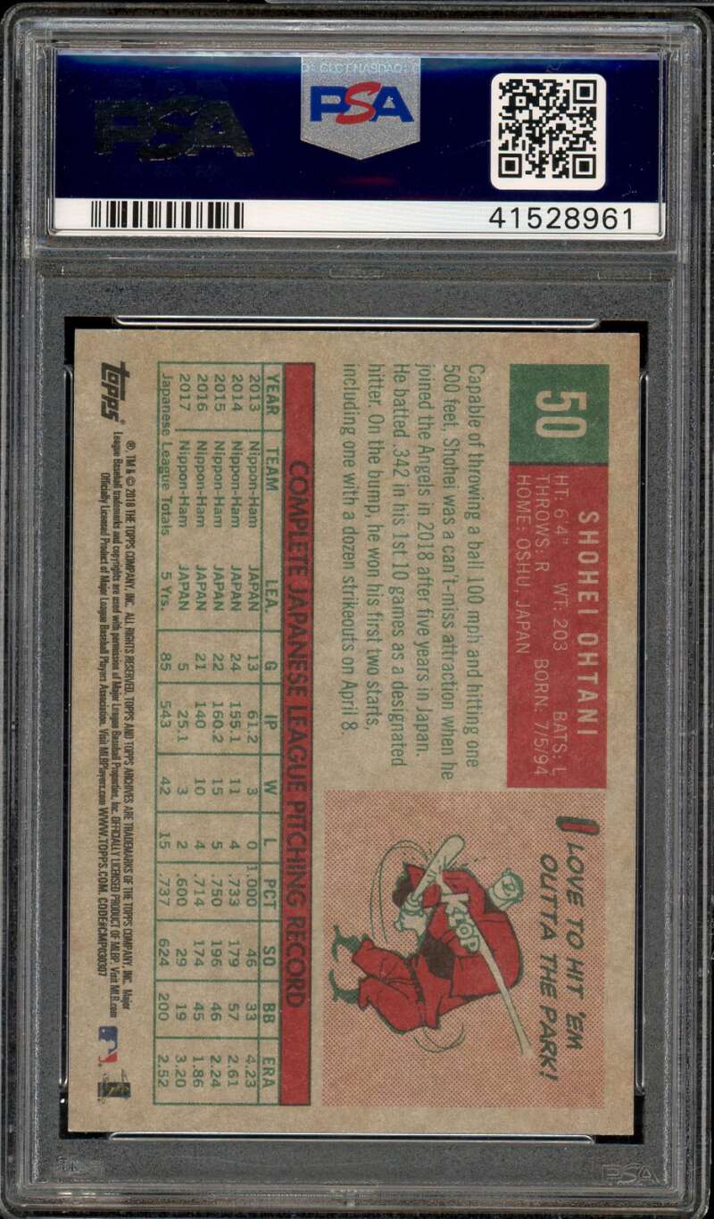 Shohei Ohtani Rookie Card 2018 Topps Archives Venezuelan #50 (pop 12) PSA 10 Image 2