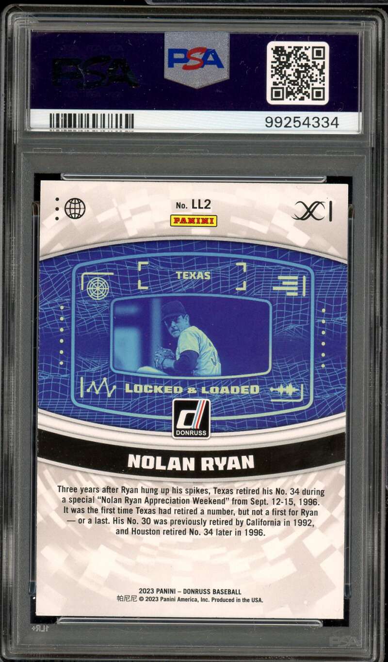 Nolan Ryan Card 2023 Donruss Lock And Load Pink Freworks (pop 4) #LL2 PSA 10 Image 2