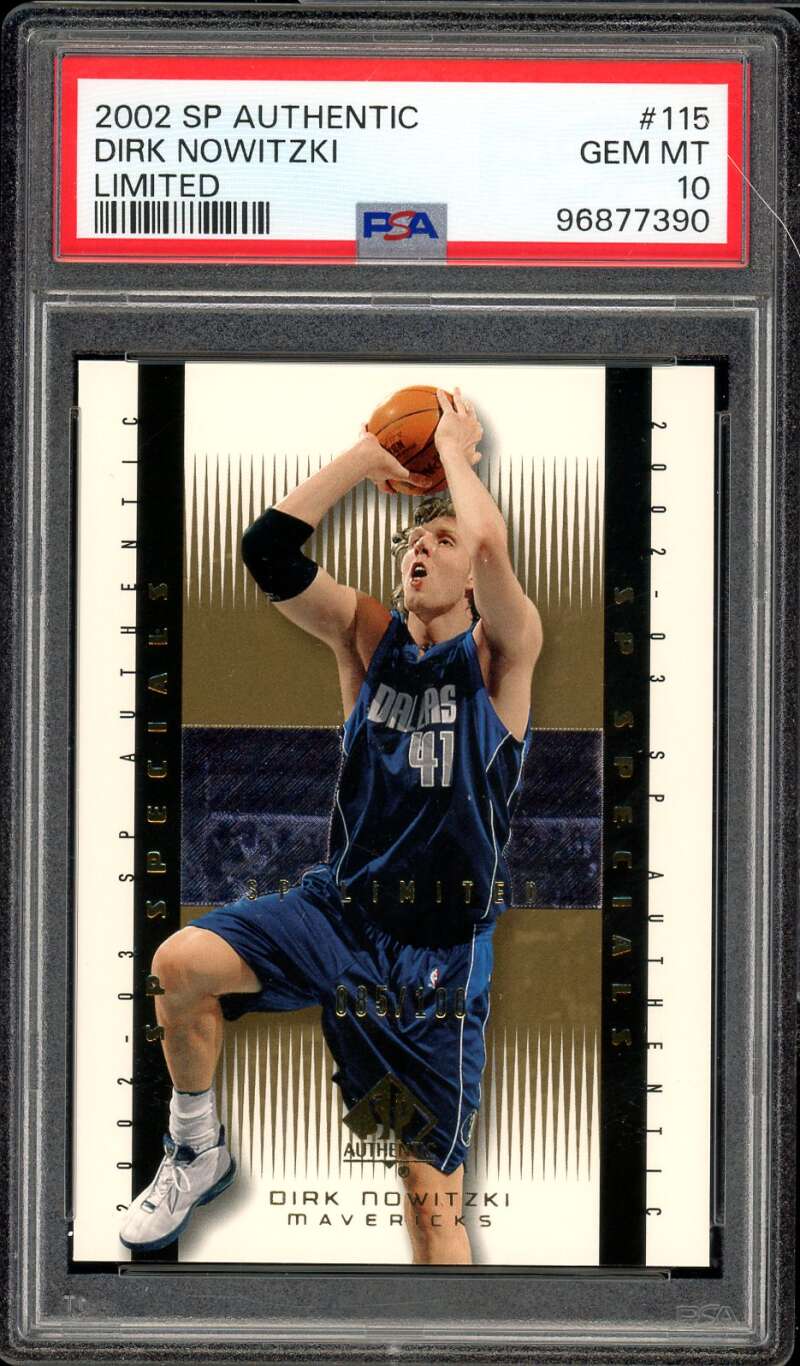 Dirk Nowitzki Card 2002-03 SP Authentic Limited (85/100) (pop 1) #115 PSA 10 Image 1