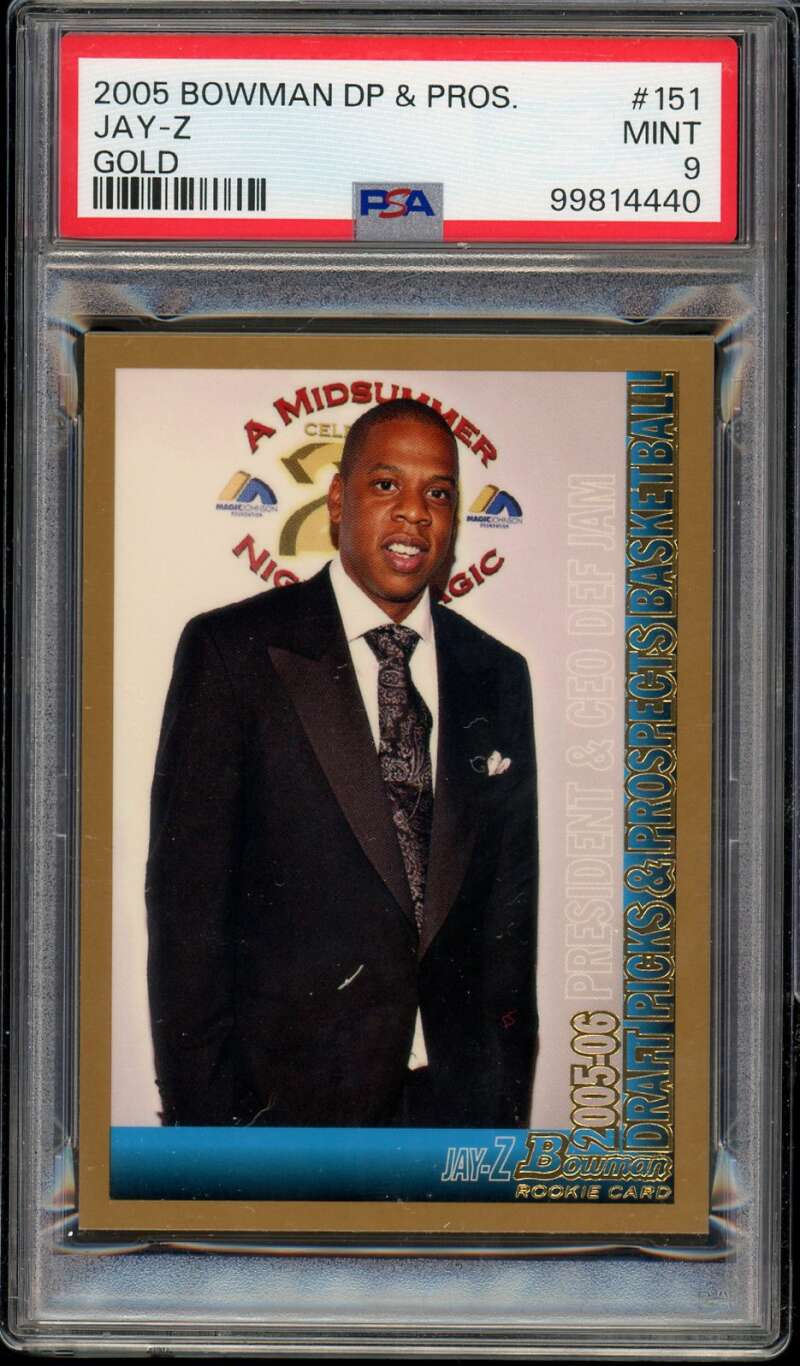 Jay-Z Rookie Card 2005 Bowman DP Prospects Gold (pop 11) #151 PSA 9 Image 1