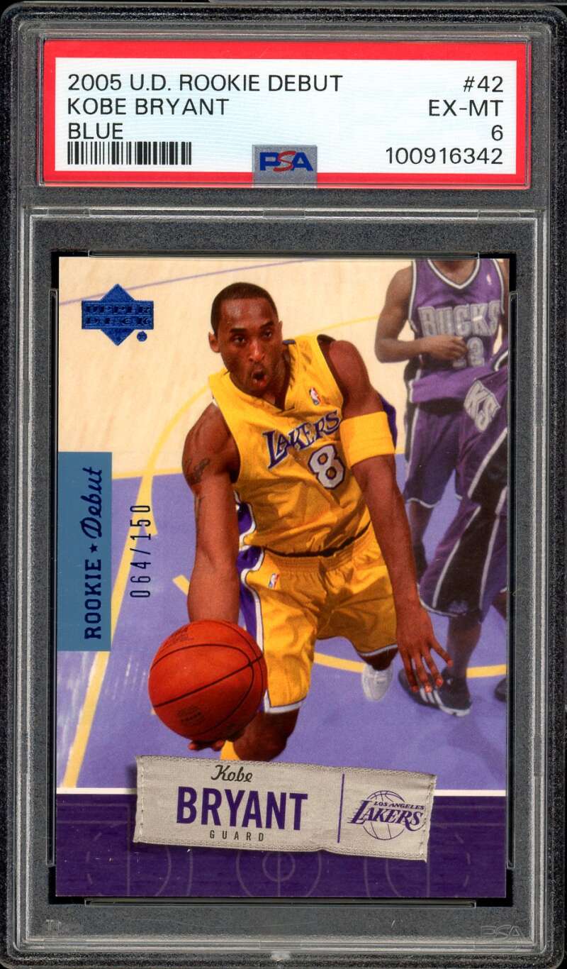 Kobe Bryant Card 2005-06 U.D. Rookie Debut Blue (64/150) #42 PSA 6 Image 1