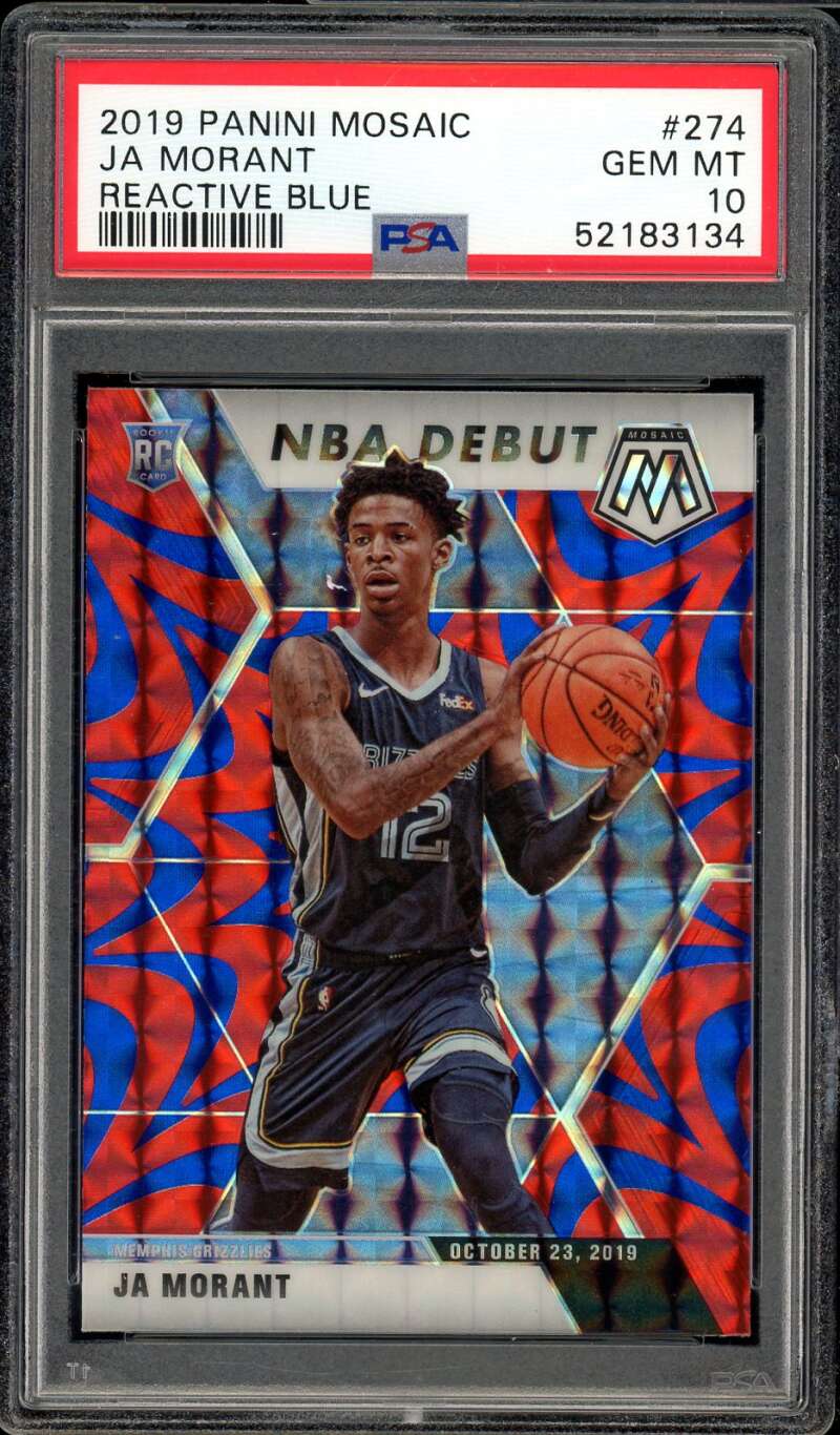 Ja Morant Rookie Card 2019-20 Panini Mosaic Reactive Blue #274 PSA 10 Image 1