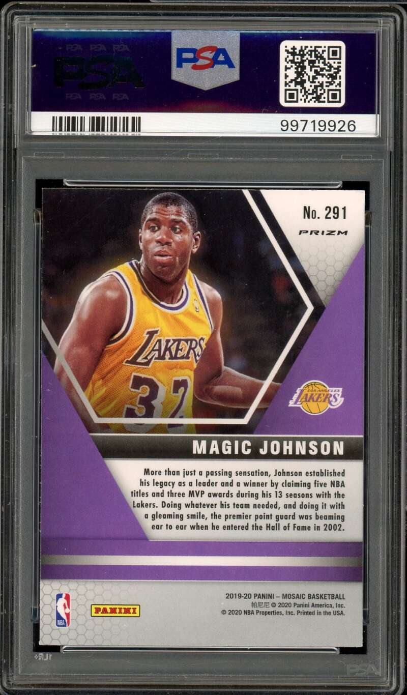 Magic Johnson Card 2019-20 Panini Mosaic Pink Camo #291 PSA 7 Image 2