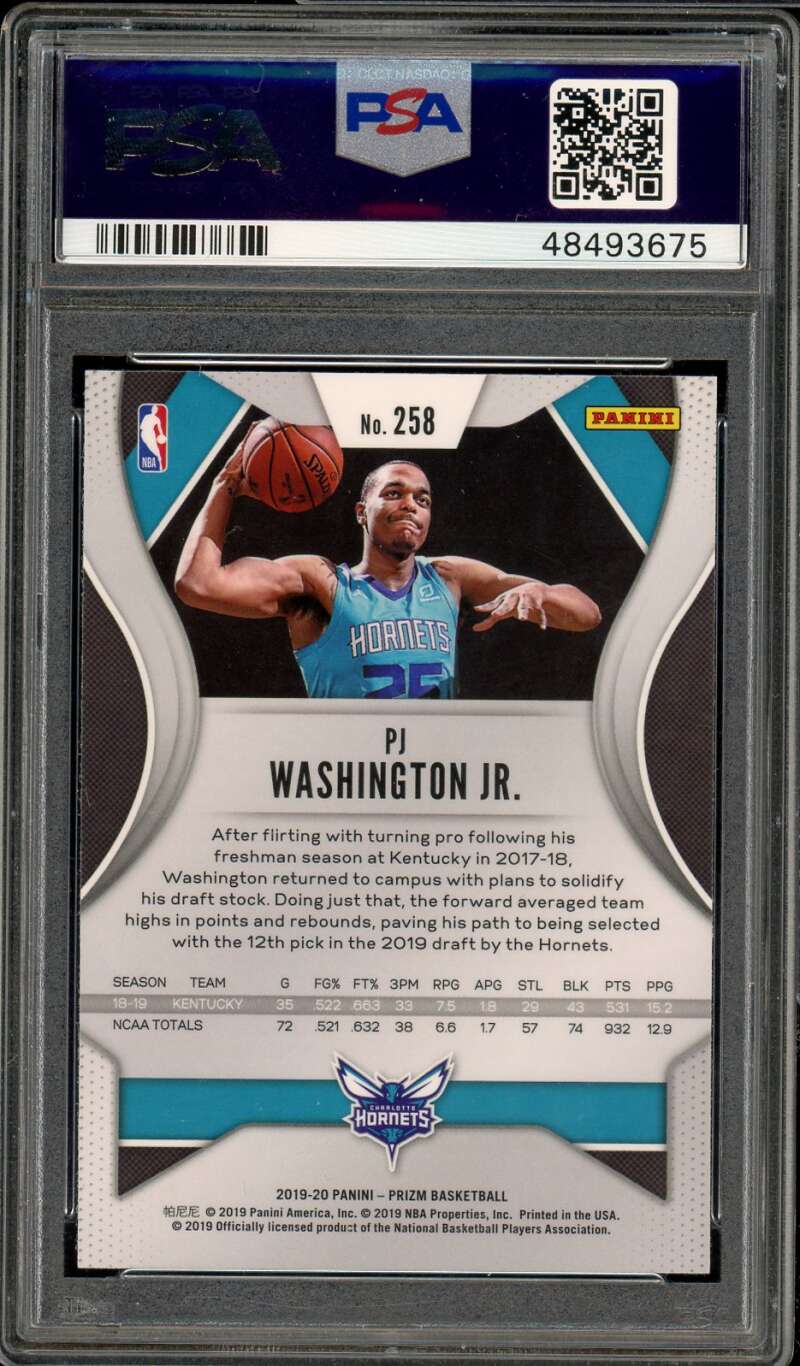 PJ Washington Jr. Rookie Card 2019-20 Panini Prizm #258 PSA 10 Image 2