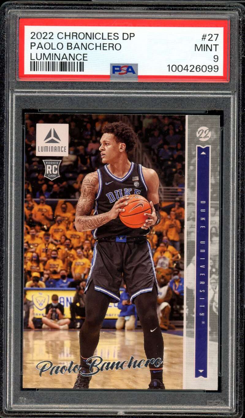 Paolo Banchero Rookie Card 2022-23 Chronicles DP Luminance #27 PSA 9 Image 1