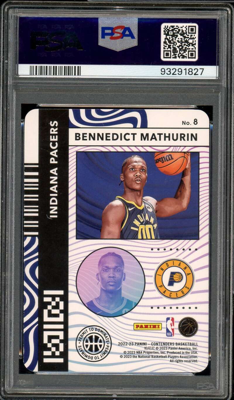Bennedict Mathurin Card 2022-23 Contenders Permit To Dominate #8 PSA 9 Image 2