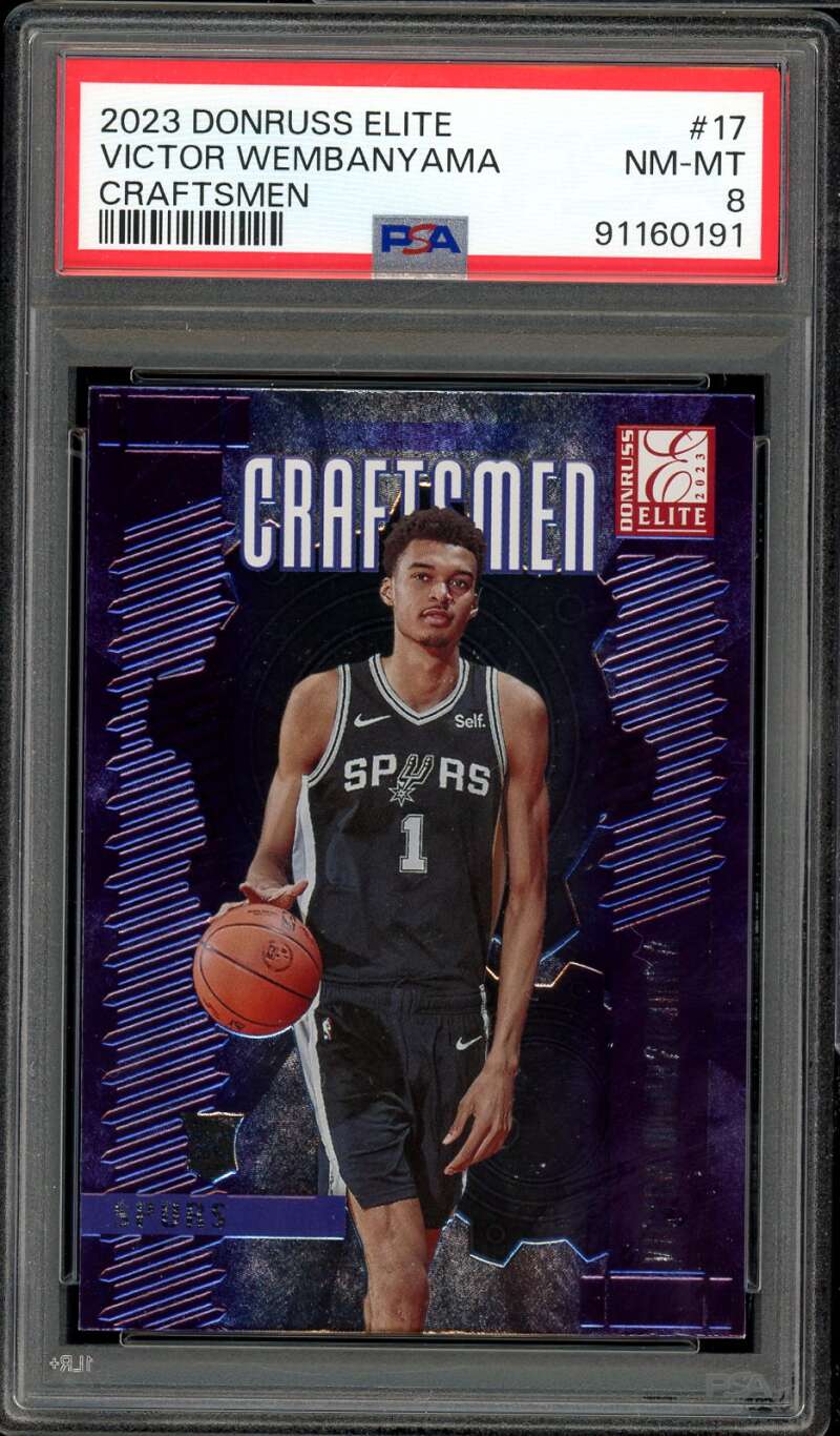 Victor Wembanyama Rookie Card 2023-24 Donruss Elite Craftsmen #17 PSA 8 Image 1