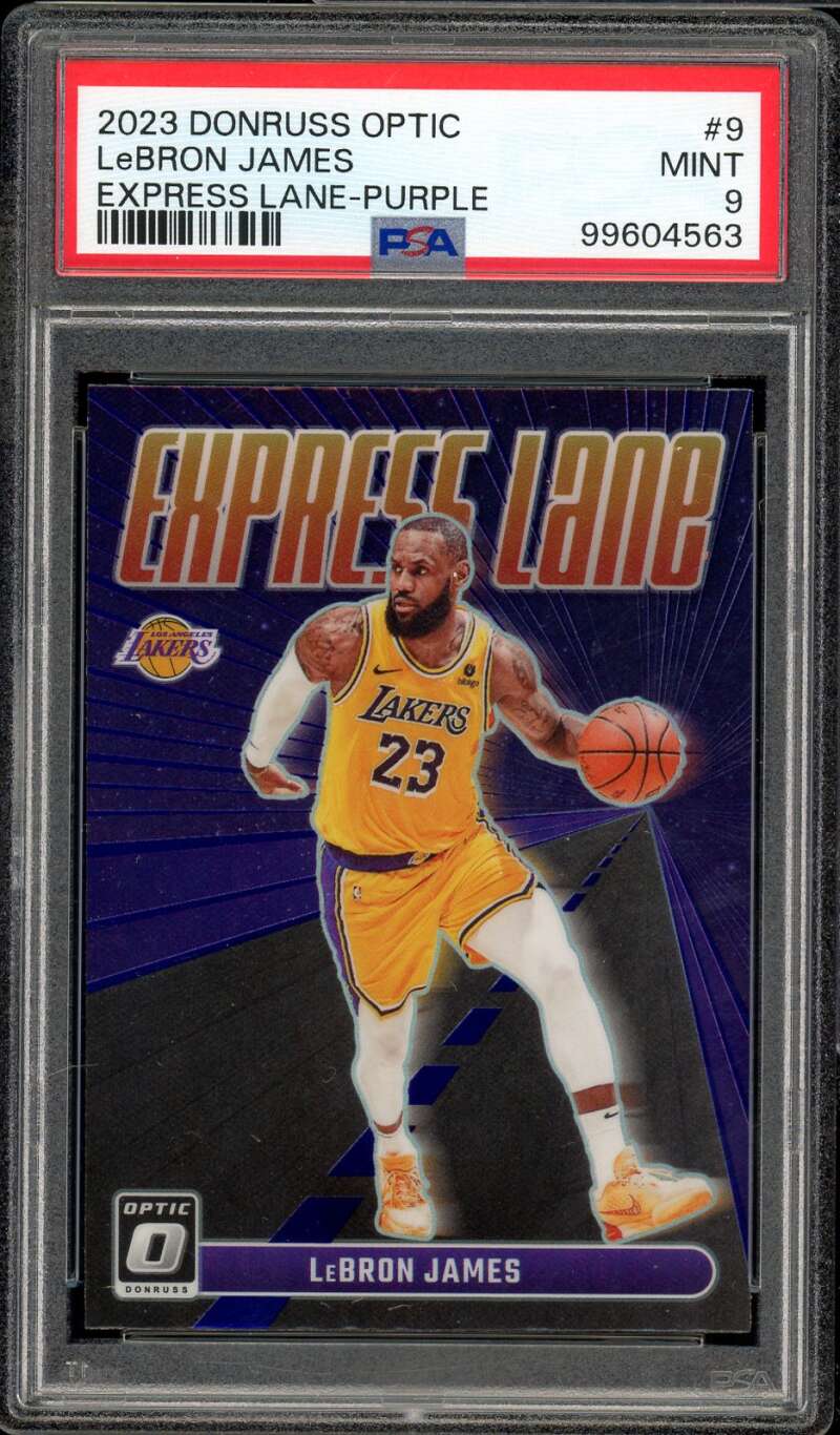 LeBron James Card 2023-24 Donruss Optic Express Lane-Purple #9 PSA 9 Image 1