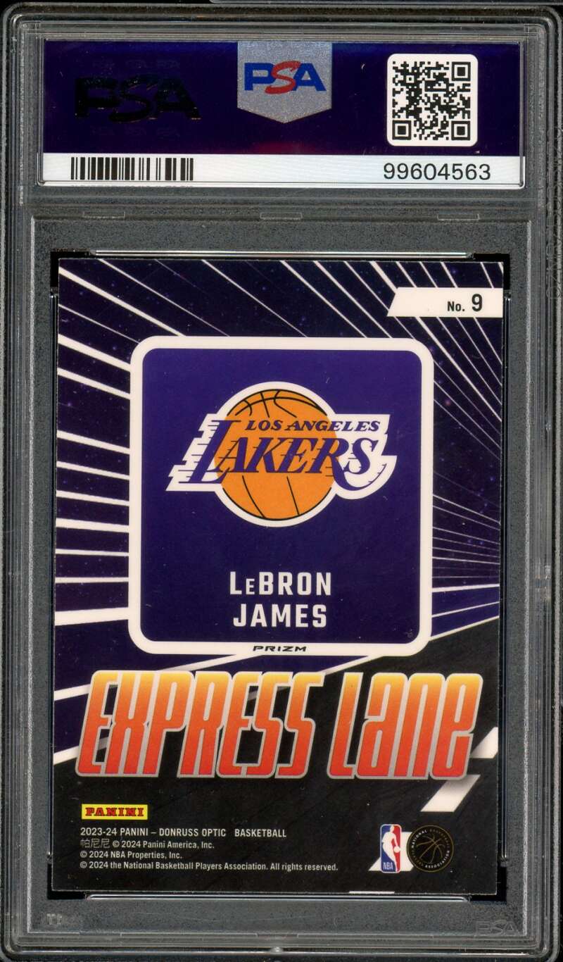 LeBron James Card 2023-24 Donruss Optic Express Lane-Purple #9 PSA 9 Image 2