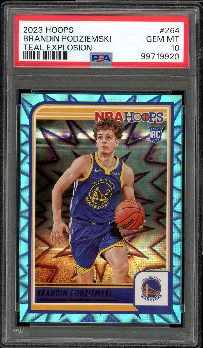 Brandin Podziemski Rookie Card 2023-24 Hoops Teal Explosion #264 PSA 10 Image 1