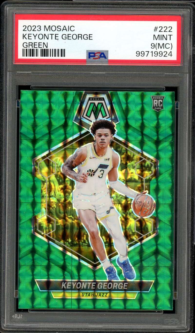 Keyonte George Rookie Card 2023-24 Mosaic Green #222 PSA 9 (MC) Image 1