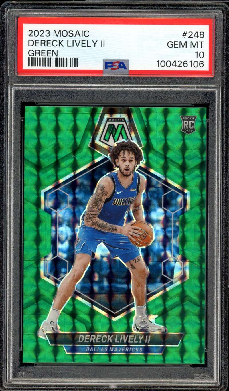 Dereck Lively II Rookie Card 2023-24 Mosaic Green (pop 10) #248 PSA 10 Image 1