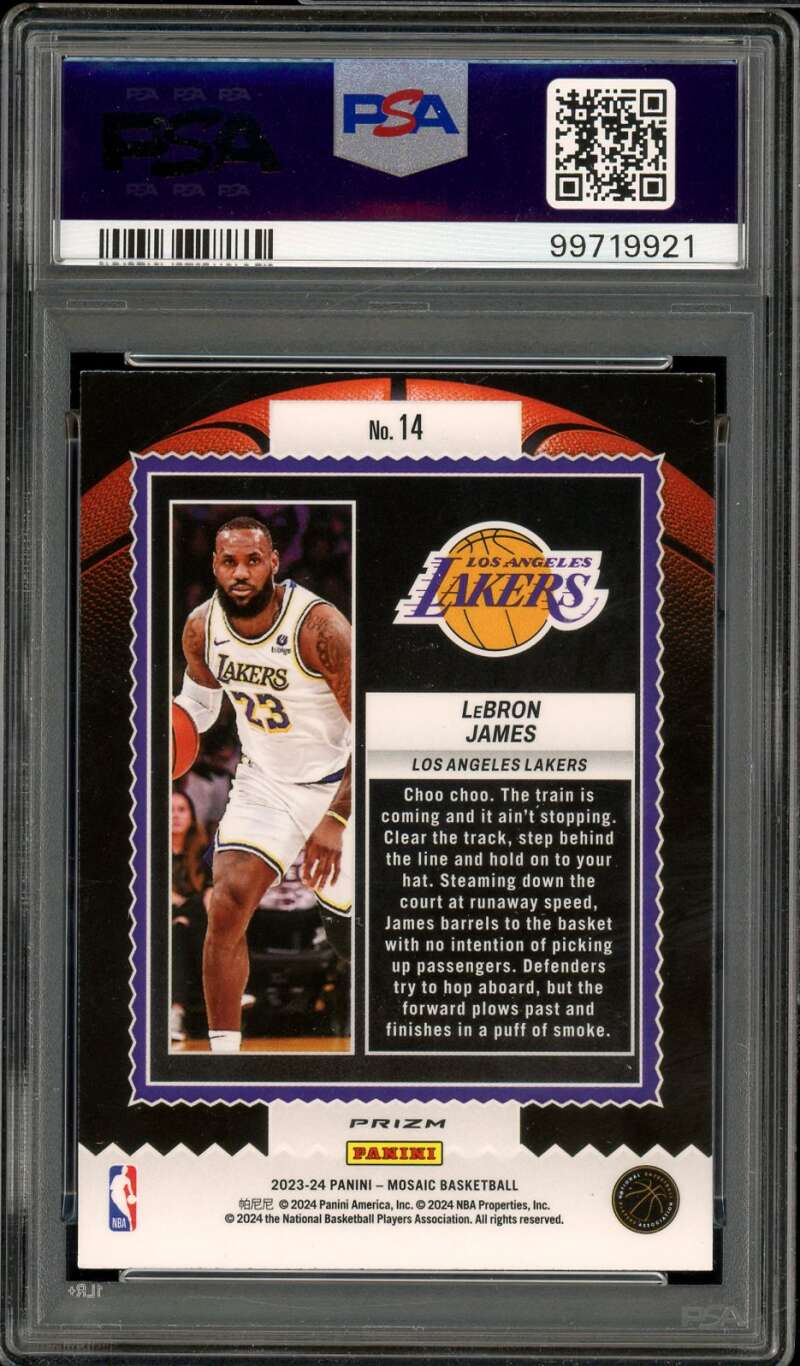 LeBron James Card 2023-24 Mosaic Jam Masters Green #14 PSA 9 Image 2