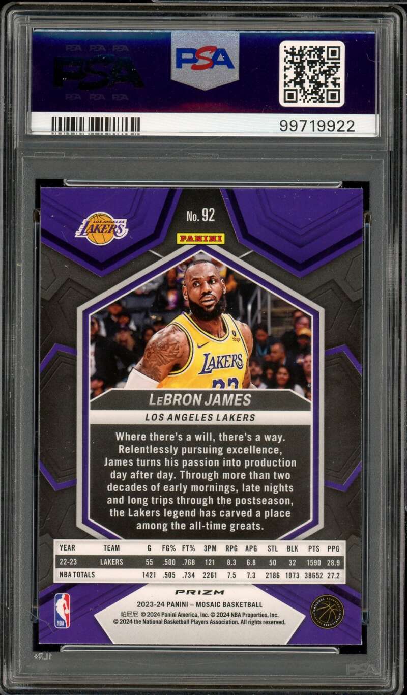 LeBron James Card 2023-24 Mosaic Mosaic #92 PSA 8 Image 2