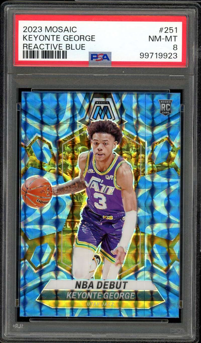 Keyonte George Rookie Card 2023-24 Mosaic Reactive Blue #251 PSA 8 Image 1