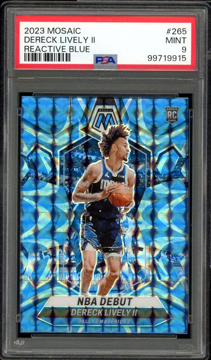 Dereck Lively II Card 2023-24 Mosaic Reactive Blue #265 PSA 9 Image 1