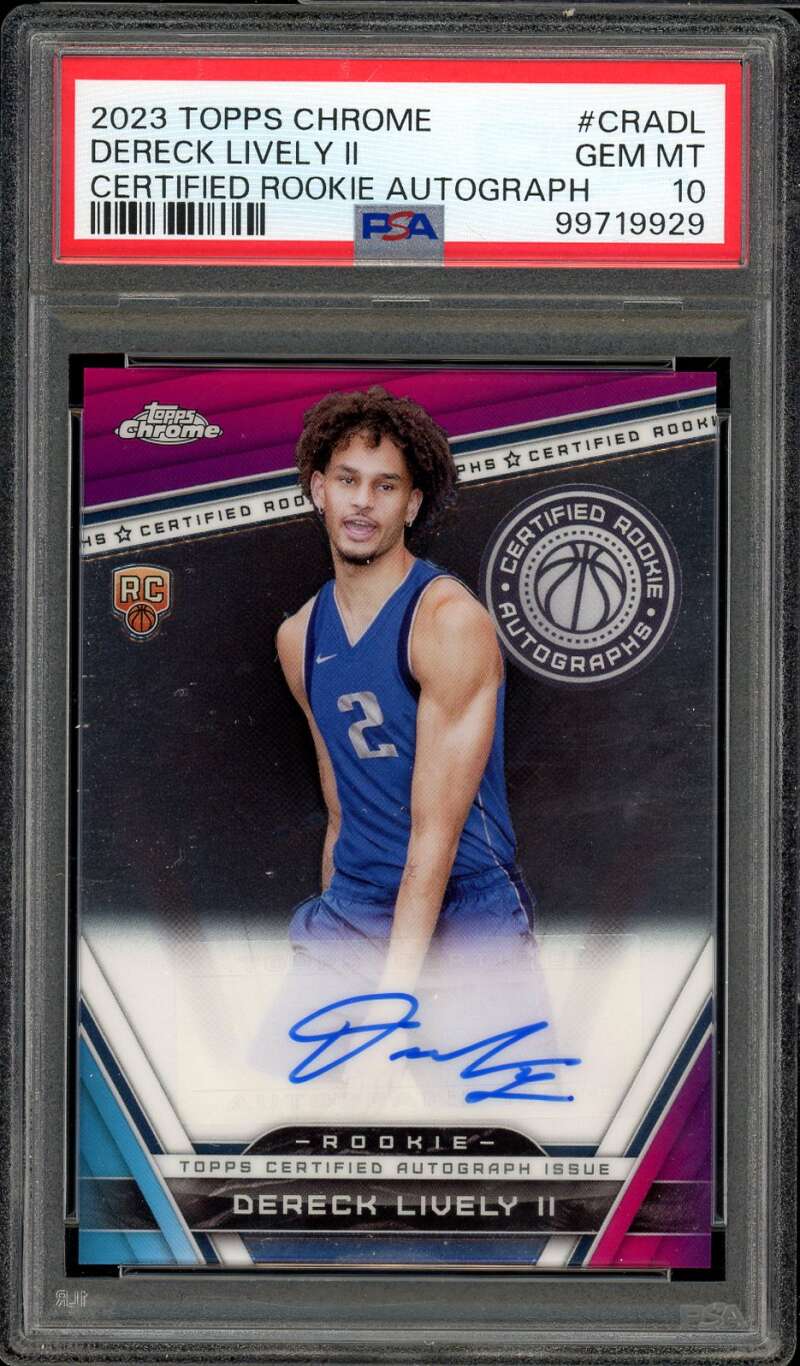 Dereck Lively II Rookie 2023-24 Topps Chrome Certified Autograph #CRADL PSA 10 Image 1