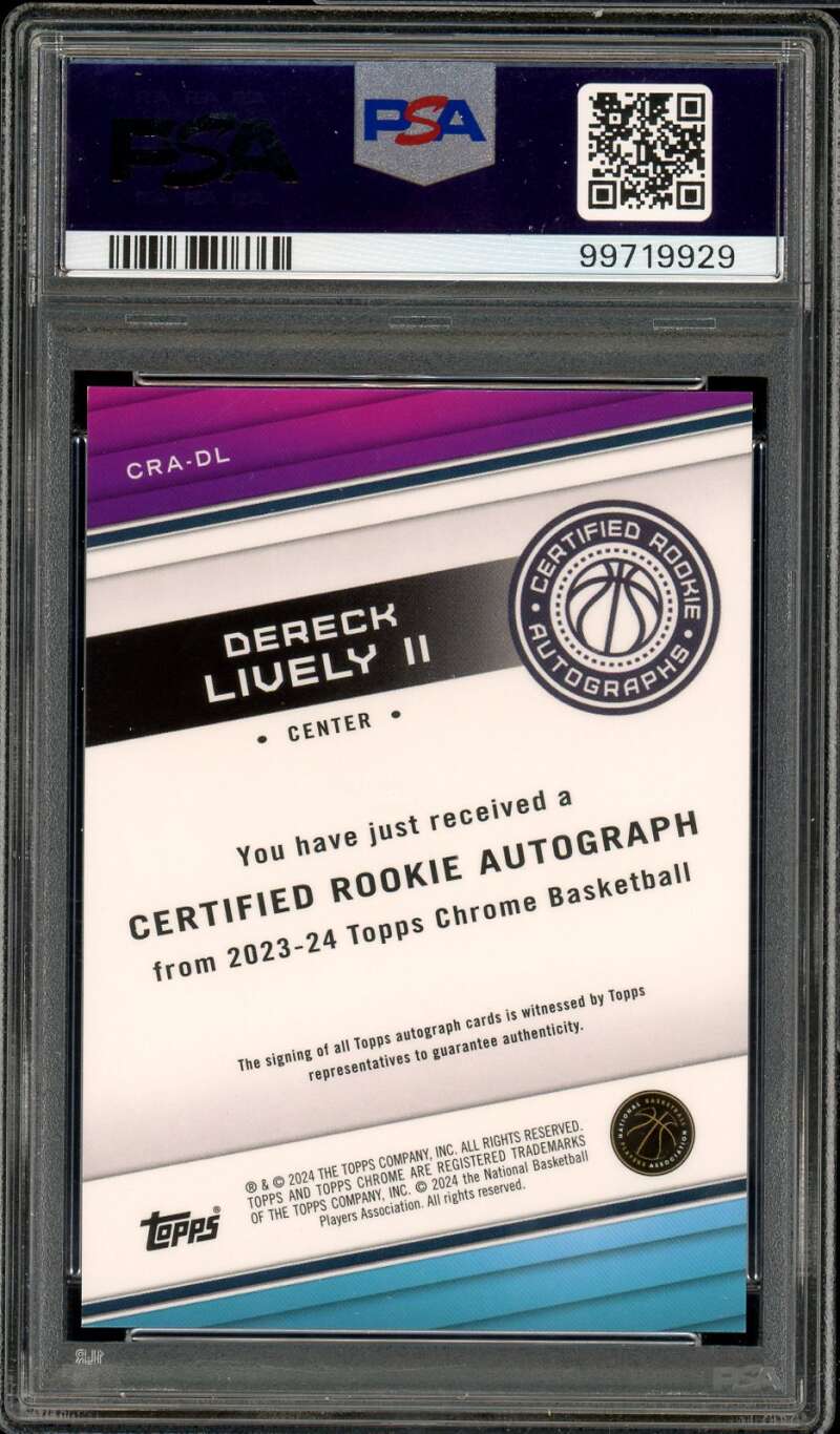 Dereck Lively II Rookie 2023-24 Topps Chrome Certified Autograph #CRADL PSA 10 Image 2