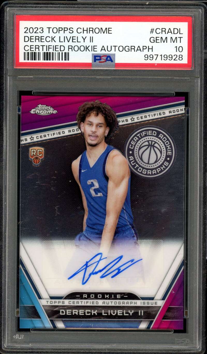 Dereck Lively II Rookie 2023-24 Topps Chrome Certified Autograph #CRADL PSA 10 Image 1