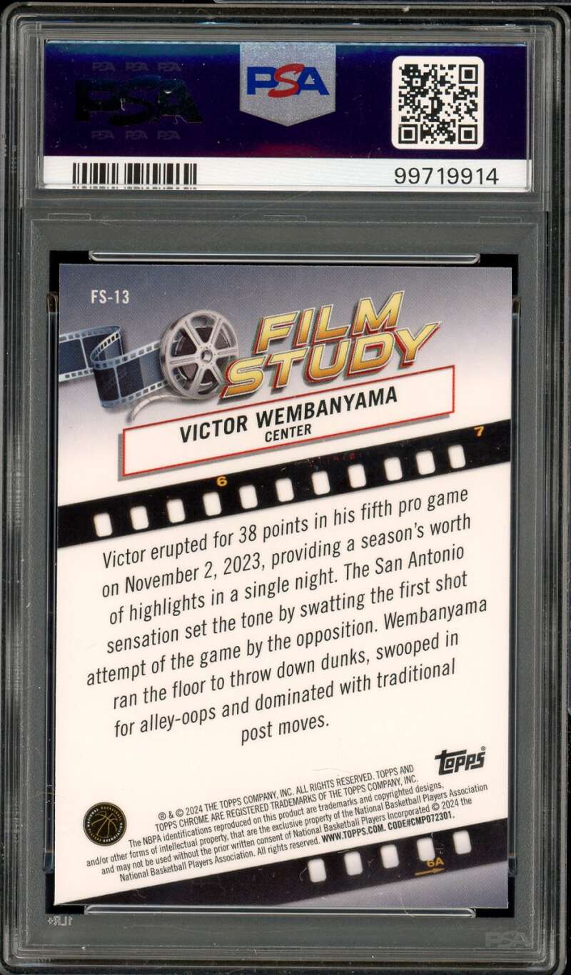 Victor Wembanyama Rookie Card 2023-24 Topps Chrome Film Study #FS13 PSA 10 Image 2