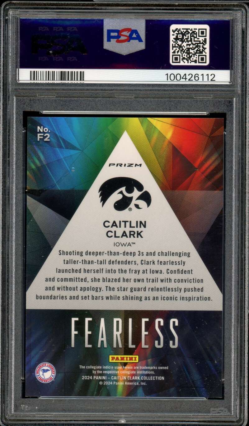 Caitlin Clark Card 2024 Caitlin Clark Coll Fearless #F2 PSA 10 Image 2