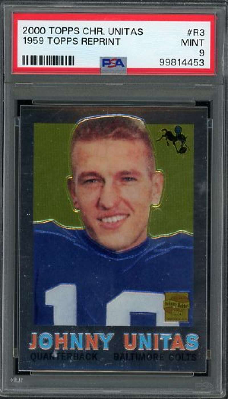 Johnny Unitas Card 2000 Topps Chrome Topps Reprint #R3 PSA 9 Image 1