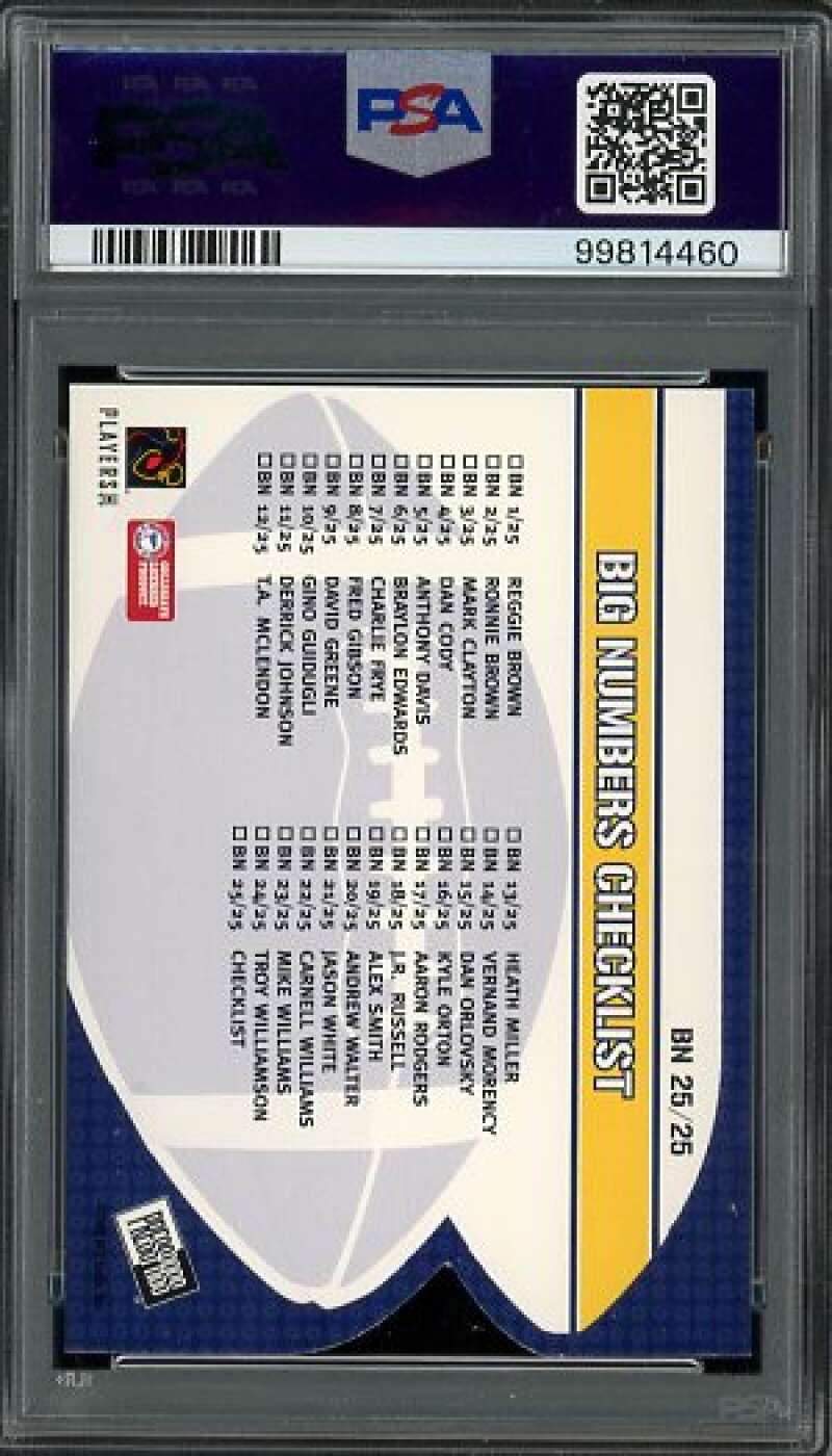 Aaron Rodgers Rookie Card 2005 Press Pass Big Numbers #BN25 PSA 8 Image 2