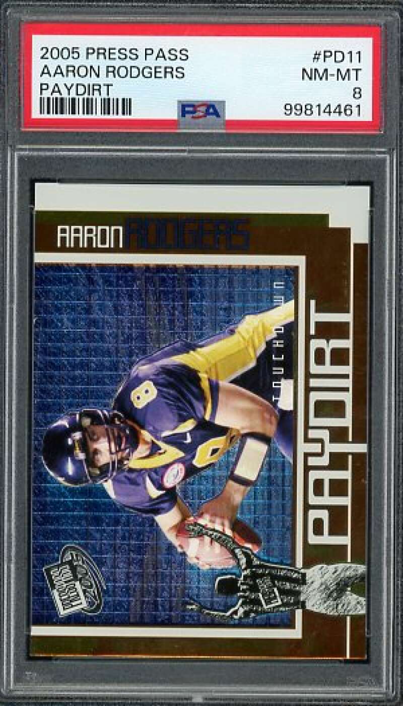 Aaron Rodgers Rookie Card 2005 Press Pass Paydirt #PD11 PSA 8 Image 1