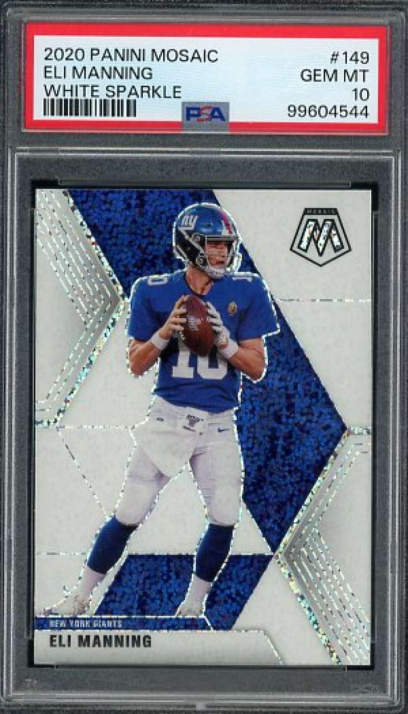 Eli Manning Card 2020 Panini Mosaic White Sparkle (pop 6) #149 PSA 10 Image 1