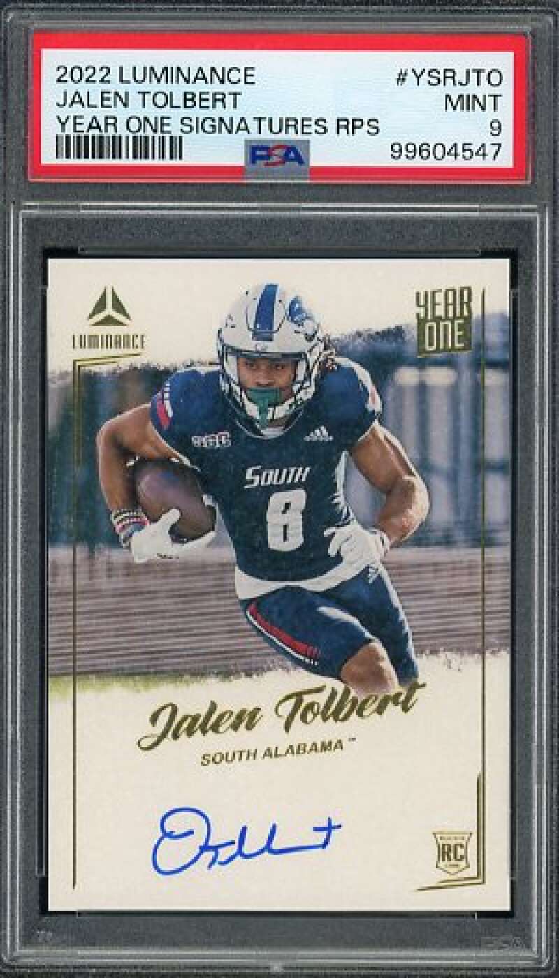 Jalen Tolbert Rookie Card 2022 Luminance Year One Signatures RPS #YSRJTO PSA 9 Image 1
