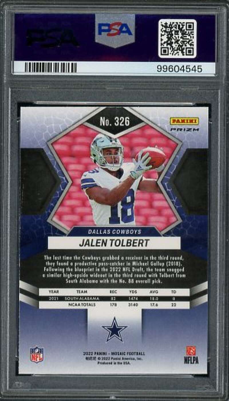 Jalen Tolbert Rookie Card 2022 Mosaic Mosaic (pop 1) #326 PSA 9 Image 2