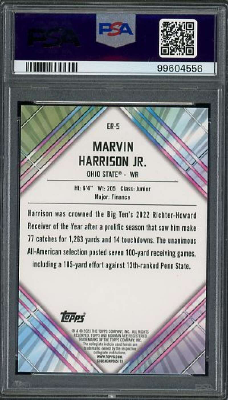 Marvin Harrison Jr Rookie Card 2023 Bowman U Chrome U/D Early Risers #ER5 PSA 9 Image 2