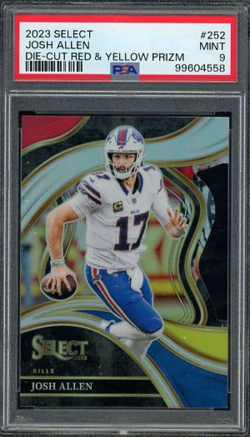 Josh Allen Card 2023 Select Die-Cut Red Yellow Prizm (pop 1) #252 PSA 9 Image 1