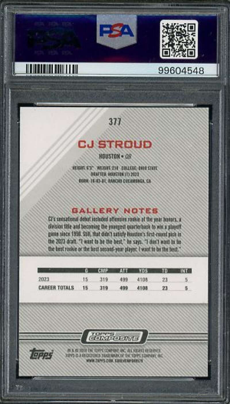 CJ Stroud Rookie Card 2023 Topps Composite #377 PSA 8 Image 2