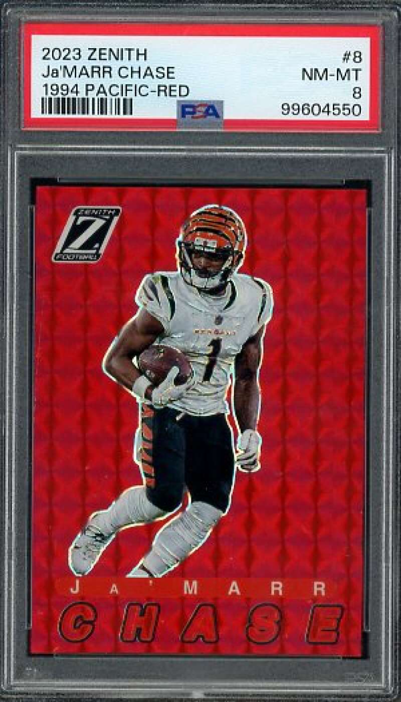 Ja'Marr Chase Card 2023 Zenith 1994 Pacific Red #8 PSA 8 Image 1