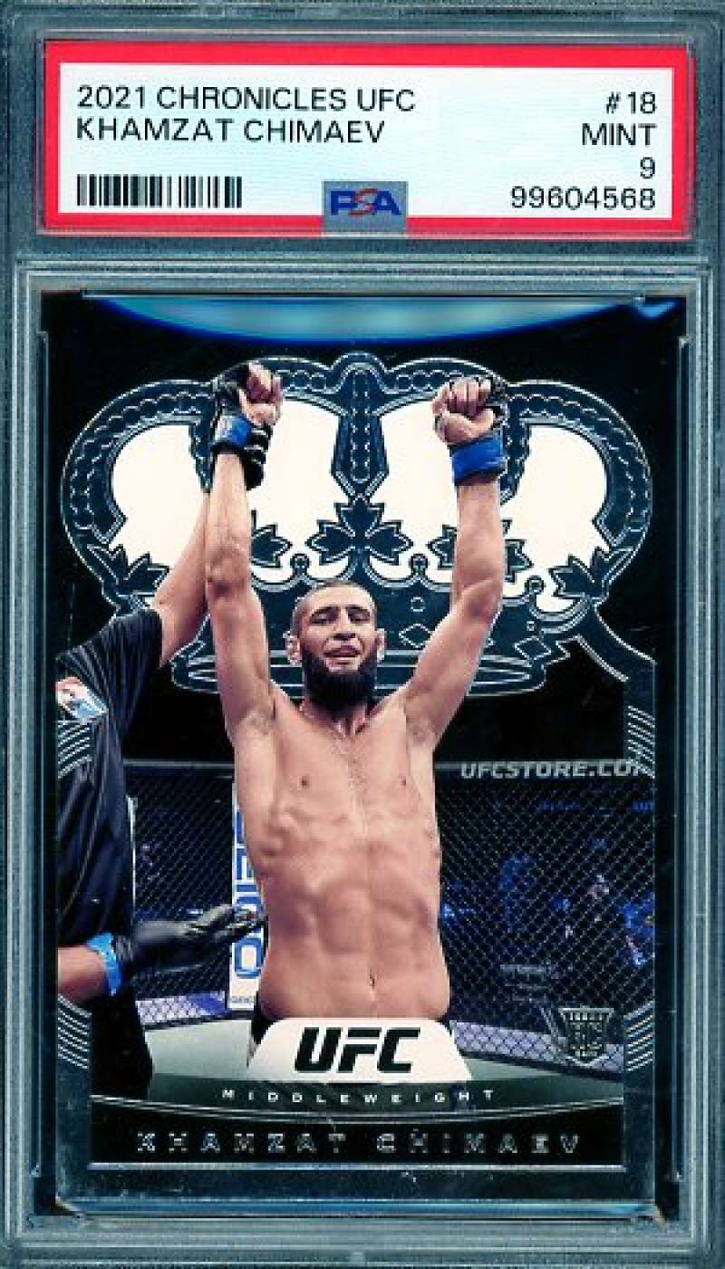 Khamzat Chimaev Rookie Card 2021 Chronicles UFC #18 PSA 9 Image 1