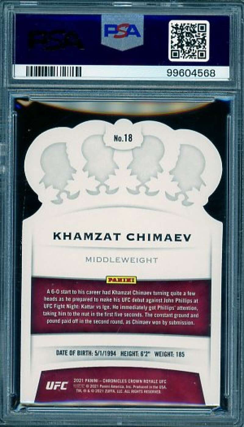 Khamzat Chimaev Rookie Card 2021 Chronicles UFC #18 PSA 9 Image 2