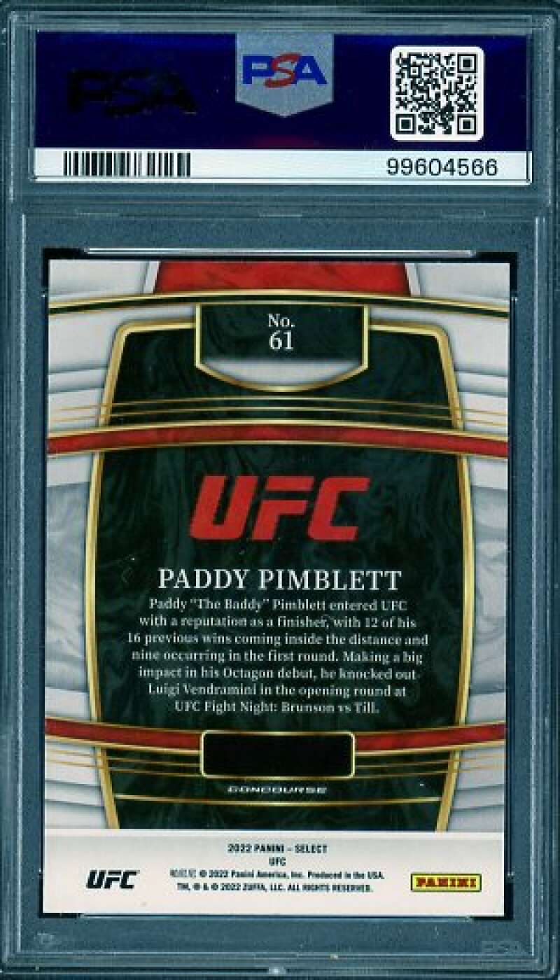 Paddy Pimblett Rookie Card 2022 Select UFC Blue #61 PSA 9 Image 2