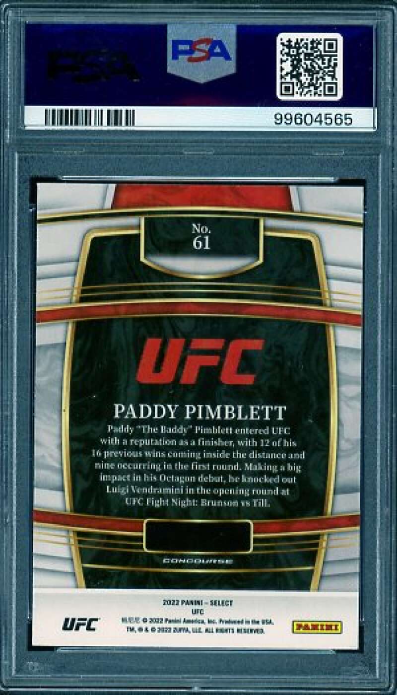 Paddy Pimblett Rookie Card 2022 Select UFC Blue #61 PSA 10 Image 2