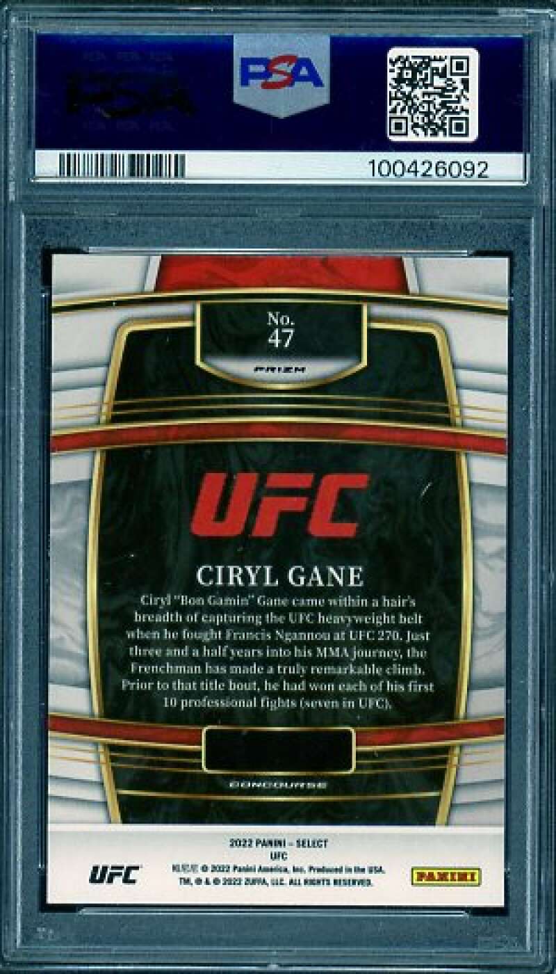 Ciryl Gane Card 2022 Select UFC Zebra Prizm (pop 1) #47 PSA 9 Image 2